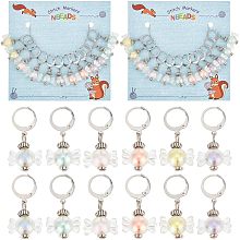 NBEADS 24 Pcs Acrylic Candy Stitch Markers, Transparent Alloy Crochet Stitch Marker Removable Leverback Hook Locking Knitting Markers for Knitting Weaving Sewing Jewelry Making