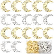 Arricraft 100 Pcs Filigree Joiner Links, Hollow Moon Wrap Connector with Metal Embellishments, Iron Filigree Connector Joiners Charms for DIY Jewelry Making, Platinum & Golden