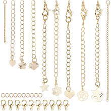 BENECREAT 20Pcs Mixed Style 18K Gold Plated Brass Chain Extender 10Pcs Lobster Clasps and 50Pcs Open Jump Rings for Jewelry Making and Bracelets