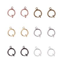 PandaHall Elite 18 Pairs 6 Colors 11mm Round Brass Clip-on Hoop Earrings for Non-Pierced Ears DIY Earring Making Accessary, Mixed Colors