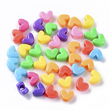 Arricraft Opaque Polystyrene(PS) Plastic Beads, Heart, Mixed Color, 7x9.5x5mm, Hole: 3.5mm, about 3000pcs/500g