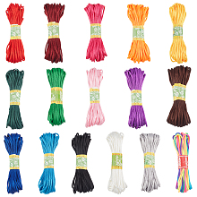 PandaHall Elite 3mm Satin Nylon Trim Cord 16 Colors Rattail Silk Cord 160 Yards Silk Beading String Christmas Tree for Friendship Bracelet Necklace Chinese Knot Macramé Trim Dream Catchers Braid Hair