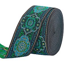 FINGERINSPIRE 7.7 Yard 1.3 Inch Vintage Jacquard Ribbon Emobridered Woven Ribbon Fabric Trim Fringe for DIY Clothing Accessories Embellishment Decorations Green