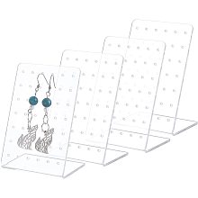 PandaHall Elite 4 Pack Earring Holder, 42 Holes Ear Studs Display Stand L-Shape Earrings Jewelry Show Rack Stand Organizer Plastic Display Showcase