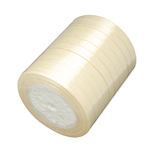 Honeyhandy Single Face Satin Ribbon, Polyester Ribbon, Beige, 1/4 inch(6mm), about 25yards/roll(22.86m/roll), 10rolls/group, 250yards/group(228.6m/group)