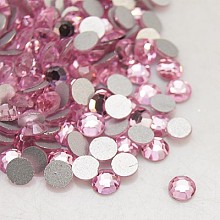 Honeyhandy Glass Flat Back Rhinestone, Grade A, Back Plated, Faceted, Half Round, Light Rose, 4.6~4.8mm, about 1440pcs/bag