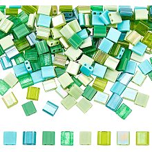 NBEADS 240 Pcs 8 Styles Seed Beads, 2-Hole Glass Pony Beads Rectangle Loose Beads for Jewelry Design Necklace Bracelet Earring Making, Light Green