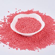 FGB 12/0 Round Glass Seed Beads, Baking Paint, Hot Pink, 12/0, 2x1.5mm, Hole: 0.7mm, about 30000pcs/bag