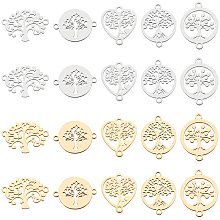 BENECREAT 20PCS 10 Styles Stainless Steel Tree of Life Charms Links Connectors Flat Round Shape for Necklace Bracelet Earrings Jewelry Making DIY Crafts