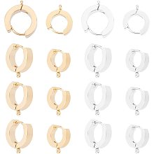 DICOSMETIC 24Pcs 2 Style Stainless Steel Huggie Hoop Leverback Earrings Findings Round French Hook Earwires Findings with Open Loop Hypoallergenic Dangle Earring for Jewelry Making Craft