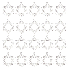 DICOSMETIC 20Pcs Stainless Steel Metal Charms Hollow Cute Flower Pendants Frame Charms Earring and Neckaces Pendant for Jewelry Making Crafts, Hole: 1.5mm