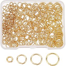 AHANDMAKER 320 Pcs Open Jump Rings, 4 Sizes Real 24K Gold Plated Stainless Steel Jump Rings Bulk for DIY Jewelry Craft Earring Necklace Bracelet Pendant Choker Keychain Making Findings, 2.4-6.5mm