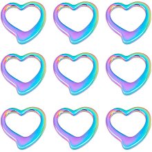 UNICRAFTALE 10pcs Rainbow Heart Linking Rings Stainless Steel Hypoallergenic Linking Rings Metal Frames Connectors for Jewelry Making 24mm Long