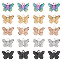 Unicraftale 20Pcs 5 Colors 304 Stainless Steel Charms, Butterfly, Mixed Color, 12x15x3mm, Hole: 2mm, 4pcs/color