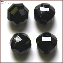 Honeyhandy Imitation Austrian Crystal Beads, Grade AAA, Faceted, Round, Black, 8mm, Hole: 0.9~1mm