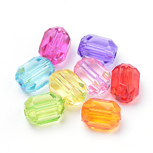 Honeyhandy Transparent Acrylic Beads, Oval, Faceted, Mixed Color, 14x10mm, Hole: 2mm, about 435pcs/500g