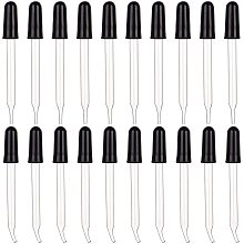 Pandahall Elite 20pcs Bent & Straight 1ml Tip Glass Droppers Essential Oil Dropper Pipette with Black Rubber Head Eye Pipette Dropper for Art Nutrients Plant Mix Makeup