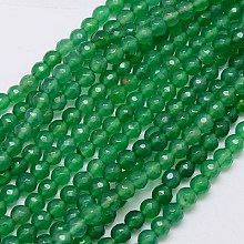 Honeyhandy Natural Agate Beads Strands, Green Onyx, Faceted, Dyed, Round, Sea Green, 6mm, Hole: 1mm, about 62pcs/strand, 15 inch