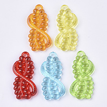 Arricraft Transparent Acrylic Pendants, Dyed, Leaf, Mixed Color, 41.5x19x5mm, Hole: 3mm