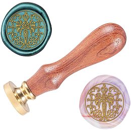 ARRICRAFT Wax Seal Stamp Angel Sword Pattern 0.98" Vintage Seal Stamp Removable Brass Head Retro Wood Stamp for Greeting Card, Wedding Invitation, Envelope Decoration