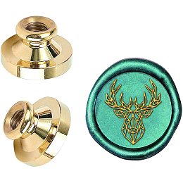 Arricraft Geometric Deer Pattern Wax Seal Stamp Head 0.98" Removable Brass Head Vintage Sealing Stamp for Embellishment Packing, Greeting Cards, Letters, Envelopes