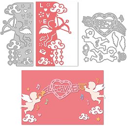 GLOBLELAND 2Pcs Cupid Metal Cutting Dies Love Heart Die Cuts for DIY Scrapbooking Wedding Birthday Valentine's Day Cards Making Album Envelope Decoration, Matte Platinum