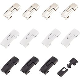 FINGERINSPIRE 12 Sets Zinc Alloy Shoelace Buckle (3 Colors: Platinum/White/Black) Shoelace Lock No Tie Shoelaces for Sneakers, Metal Quick No Tie Shoe Laces Lazy Shoelace Clip for Kids, Adults