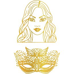 GLOBLELAND 2Pcs Girl and Mask Hot Foil Plate Party Style for DIY Foil Paper Embossing Scrapbooking Decor Greeting Cards Making Christmas Wedding Birthday Thanksgiving Invitation,Matte Platinum