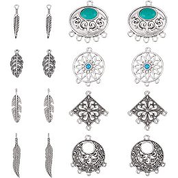 SUNNYCLUE DIY 1 Box 104pcs Chandeliers Charms Feather Charm Bohemian Chandelier Components Links Leaf Charms for Jewelry Making Charms Women Adults DIY Earring Necklace Bracelet Keychains Crafts