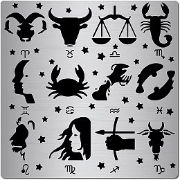 GORGECRAFT 6.3 Inch Metal Constellations Stencils Zodiac Glyphs Symbols Stainless Steel Astrological Astrology Horoscope Sign Template Stencil for Painting, Wood Burning, Pyrography, Engraving Crafts