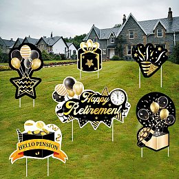 FINGERINSPIRE 6Pack Happy Retirement Yard Signs Signs Black Gold Retirement Lawn Sign for Retirees Outdoor Retirement Lawn Decorations Sign Retirement Party Decoration Home Garden Lawn Yard Décor