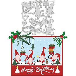 GLOBLELAND Christmas Santa Claus Embossing Template Christmas Gnome Carbon Steel Die Cuts Christmas Tree Text Die Cut for Scrapbooking Card DIY Craft Decoration