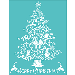 OLYCRAFT 2Pcs Silk Screen Printing Stencils Christmas Tree Pattern Silk Screen Stencils Self-Adhesive Reusable Mesh Transfers Stencil for Painting on Wood DIY T-shirts Bags 22x28cm/8.5x11inch