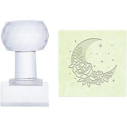 PandaHall Elite Moon Soap Stamp Rose Acrylic Stamp with Handle Round Soap Embossing Stamp Soap Chapter Imprint Stamp for Handmade Soap Cookie Clay Pottery Stamp Biscuits Gummier Making Projects