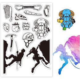 PandaHall Elite Climbing Clear Stamps for Card Making, Climbing Equipment Rubber Stamps Transparent Sports Paper Craft Stamps for DIY Scrapbooking Stamps Decoration Paper Photo Card Album Crafting