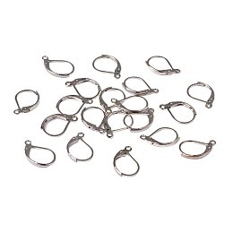 NBEADS 500Pcs Brass Lever Back Hoop Earrings, Lead Free and Cadmium Free, Platinum Color, Size: about 10mm wide, 15mm long, hole: 1mm