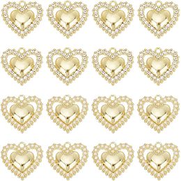 PandaHall 16pcs Rhinestone Heart Charms, 2 Style Alloy Charms Gold Plated Pendants Metal Pendants Love Charms for for Jewelry Making Charms Valentine's Day Wedding Gifts Handmade Crafting