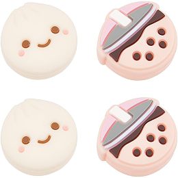 GORGECRAFT 4Pcs Boba Thumb Grips Food Pork Bun Face Bubble Milk Tea Button Joystick Analog Joy Con Stick Protective Cover Compatible with Switch OLED Lite Console for Gamepad NS Joycon Controller