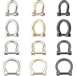 ARRICRAFT 12pcs D-Rings with Closing Screws, 2 Styles Horseshoe U Shape D Rings Shackle Key Holder Screw in Shackle for DIY Leather Strap Craft Keychain Holder Purse Accessories(0.8, 0.9 inch)