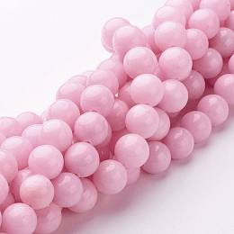 Honeyhandy Natural Mashan Jade Round Beads Strands, Dyed, Pearl Pink, 10mm, Hole: 1mm, about 41pcs/strand, 15.7 inch