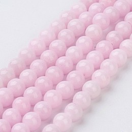 Honeyhandy Natural Mashan Jade Round Beads Strands, Dyed, Pearl Pink, 6mm, Hole: 1mm, about 69pcs/strand, 15.7 inch