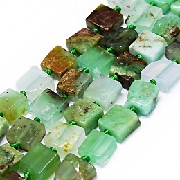 Honeyhandy Natural Chrysoprase Beads Strands, Square, 10~13x10~14x6~7mm, Hole: 0.7mm, about 30~33pcs/strand, 16.14~16.54 inch(41~42cm).