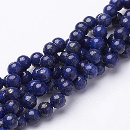 Honeyhandy 16 inch Grade A Round Dyed Natural Lapis Lazuli Beads Strand, 4mm, Hole: 1mm, about 92pcs/strand, 16 inch.