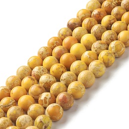 Natural Imperial Jasper Beads Strands, Dyed, Round, Gold, 8~8.5mm, Hole: 1~1.2mm, about 47~48pcs/strand, 15.16 inch(38.5cm)