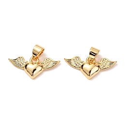 Honeyhandy Brass Charms, Long-Lasting Plated, Heart with Wing, Real 18K Gold Plated, 9.5x20.5x3mm, Hole: 3.5x4.5mm