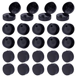 OLYCRAFT 24pcs Caps 38-400 Black Flip Top Caps with 0.3" Orifice Round Ribbed Snap Closures Caps Replacement Flip-Top Dispensing Caps Reusable Plastic Bottle Cap Inner Diameter 37.5mm