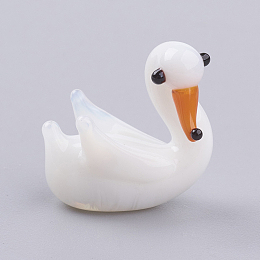 Honeyhandy Home Decorations, Handmade Lampwork Display Decorations, Swan, White, 17~19x12~13x19~25mm