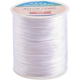 BENECREAT 1mm 200M (218 Yards) Nylon Satin Thread Rattail Trim Cord for Beading, Chinese Knot Macrame, Jewelry Making and Sewing - White