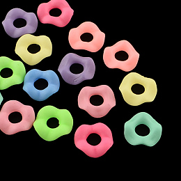 Honeyhandy Donut Spray Painted Fluorescent Acrylic Linking Rings, Mixed Color, 12x12x3mm, Hole: 5mm, about 2320pcs/500g