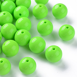 Honeyhandy Opaque Acrylic Beads, Round, Lime, 20x19mm, Hole: 3mm, about 111pcs/500g